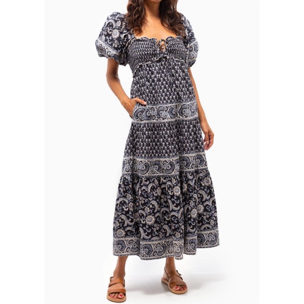NWOT Sea New York Paisley Cotton Jasper Puffed Sleeve Tiered Dress Size XS